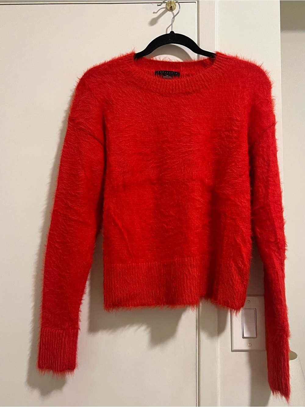 Sanctuary Bright Red Fuzzy Crewneck Sweater
